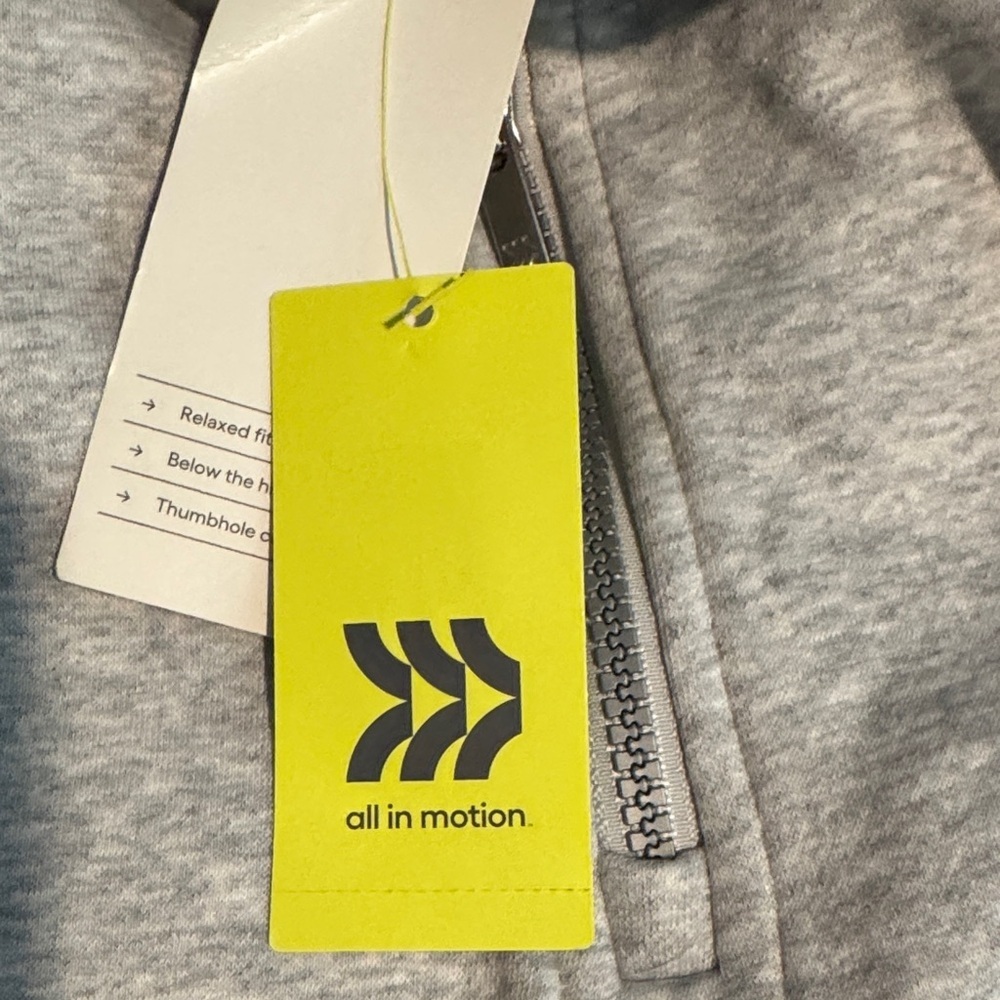 Size Medium All in Motion Gray Unisex Quarter-Zip Sweater - Picture 2 of 6